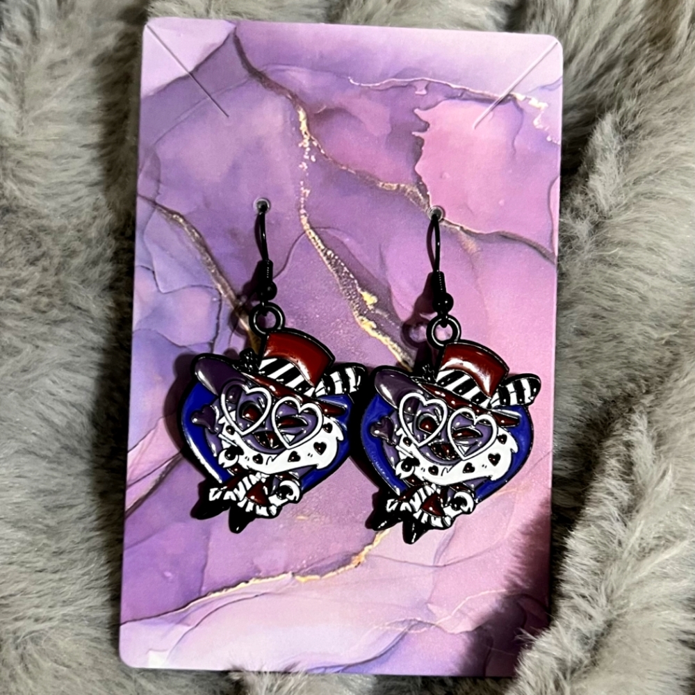 Hazbin Hotel Earrings Handmade‎ Hypoallergenic Heart Shape Dangle (Valentino)